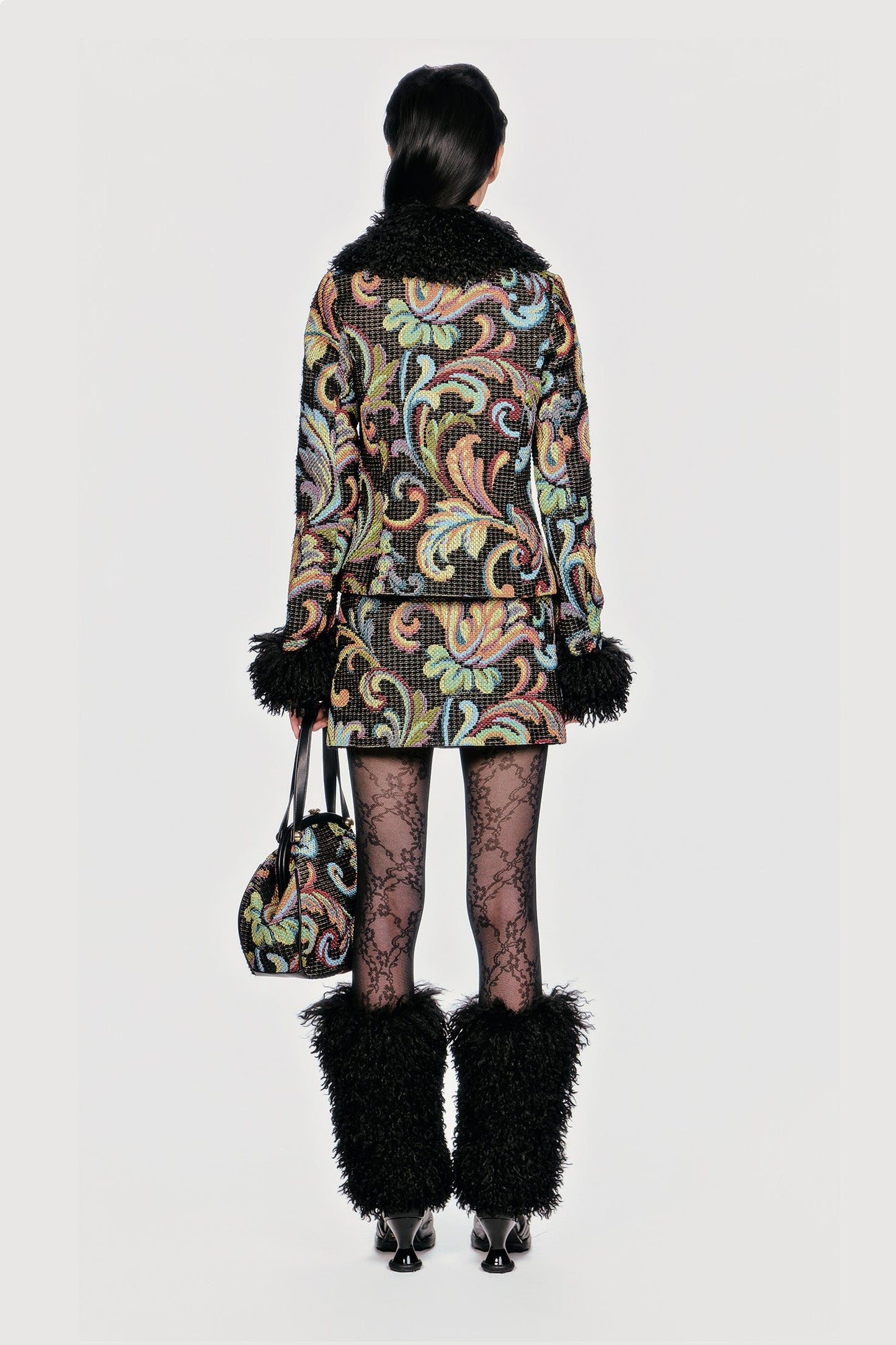 Tapestry Faux Fur Jacket