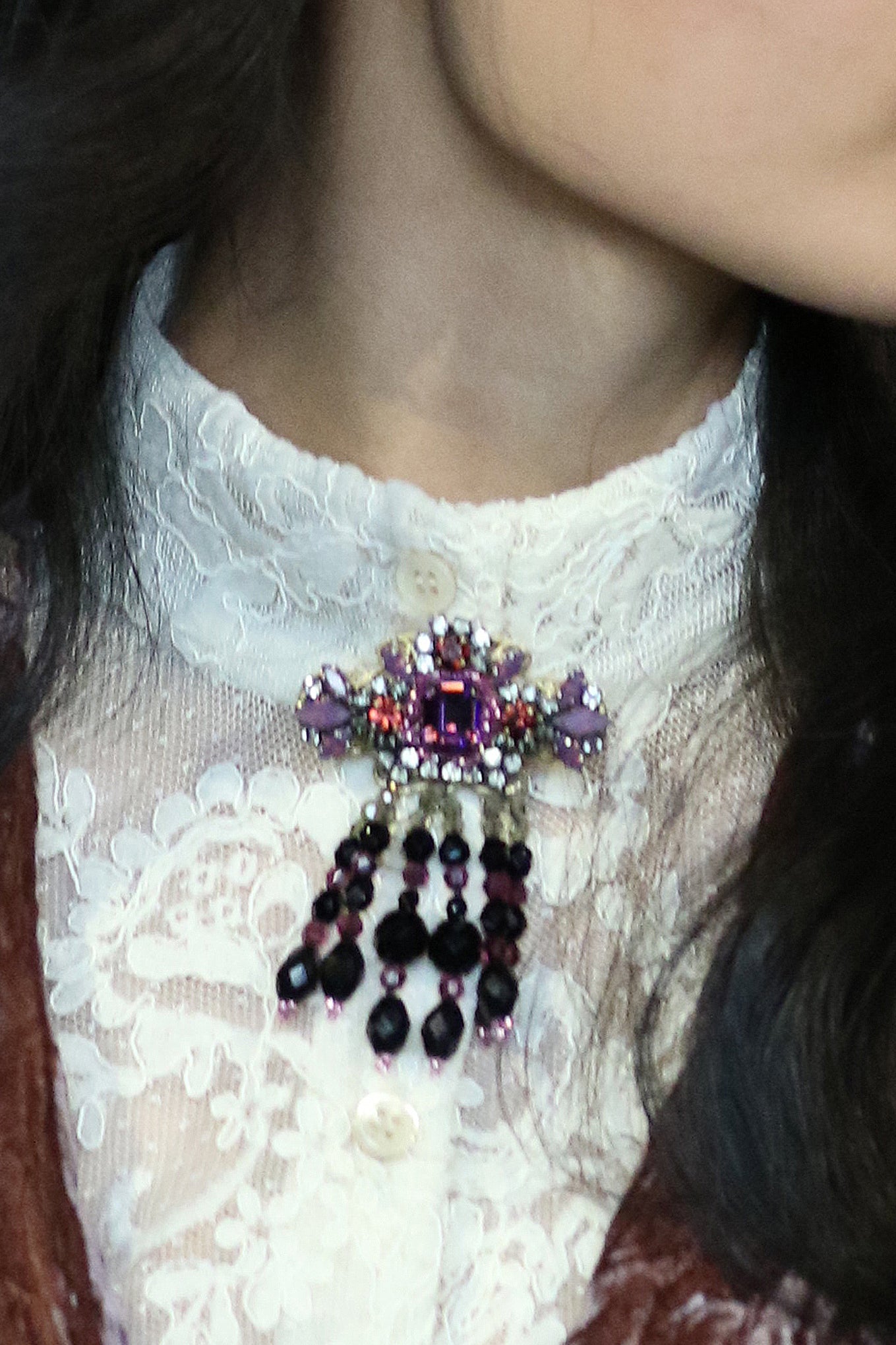 Anna Sui x Erickson Beamon Crystal Tassel Brooch
