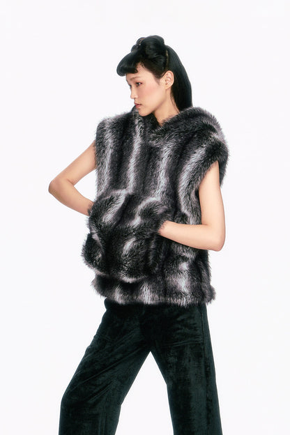 Faux Silver Fox Muff