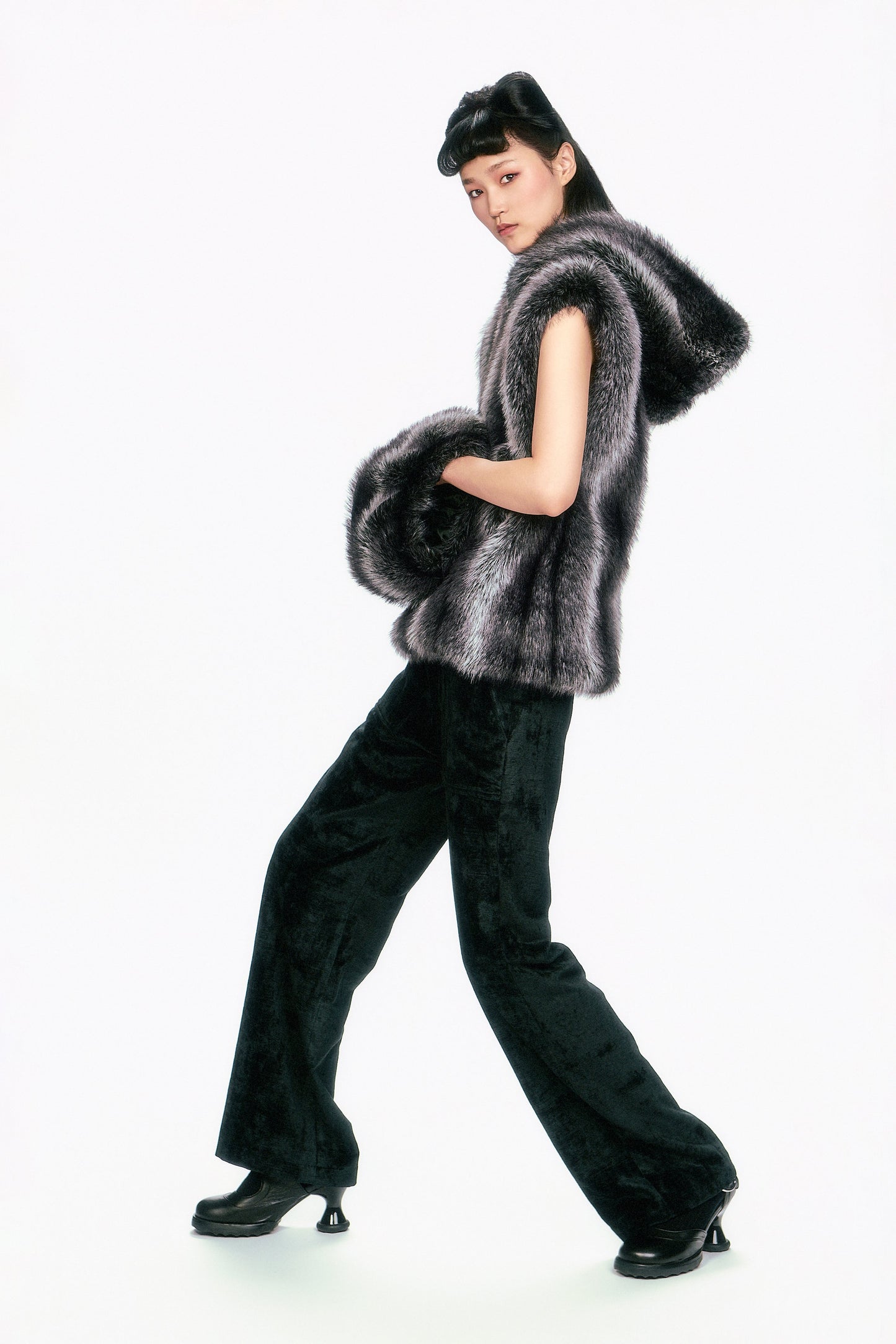 Faux Silver Fox Muff