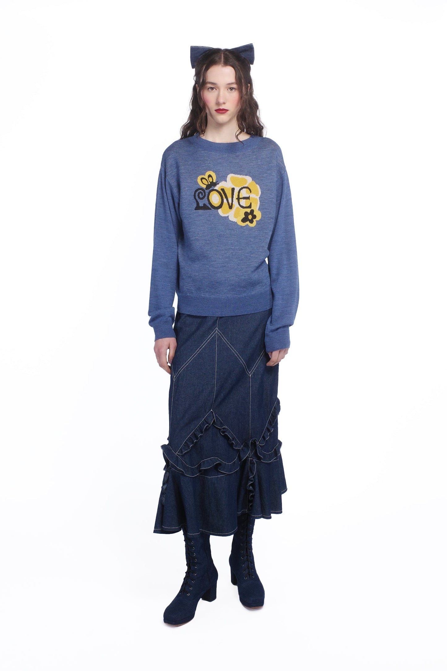 Denim Ruffle Maxi Skirt – Anna Sui