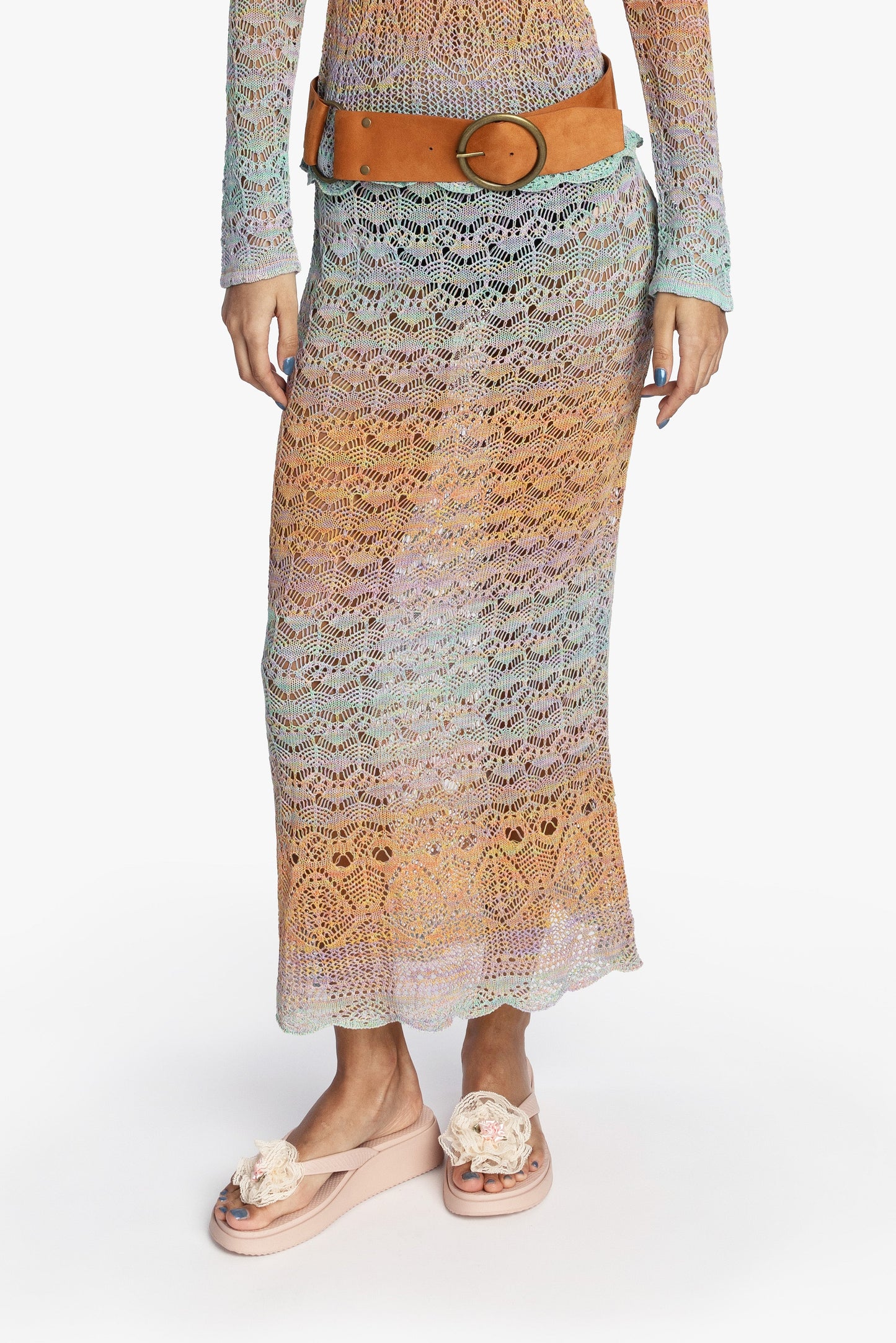 Ombre Space Dye Crochet Skirt - Sunset