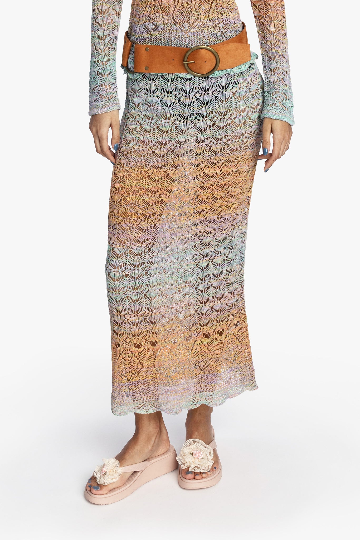 Ombre Space Dye Crochet Skirt - Sunset