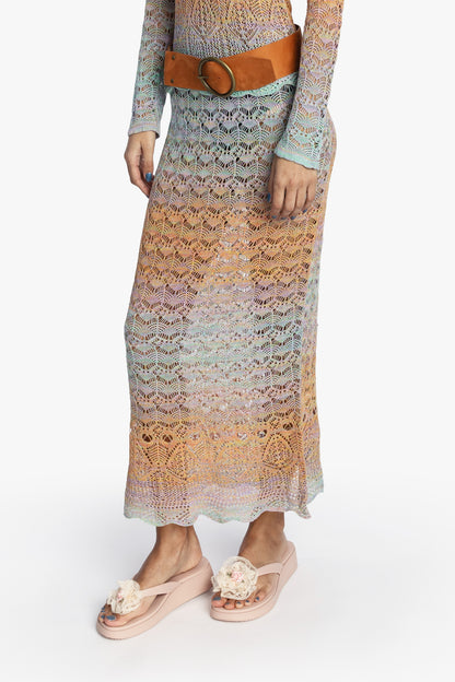 Ombre Space Dye Crochet Skirt - Sunset