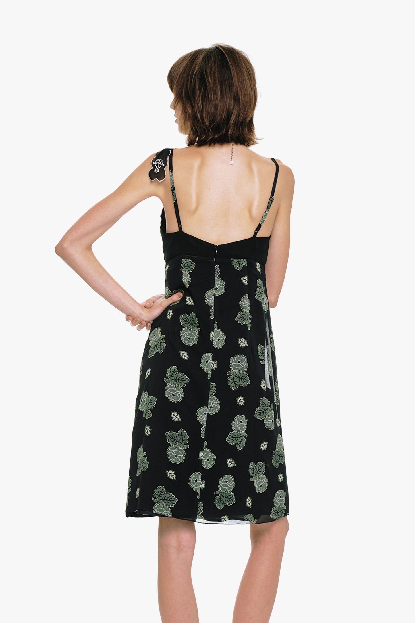 Sketch Roses Chiffon Embroidery Slip Dress