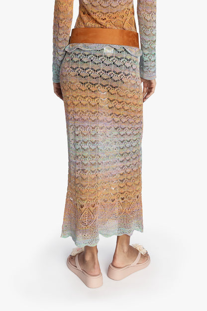 Ombre Space Dye Crochet Skirt - Sunset