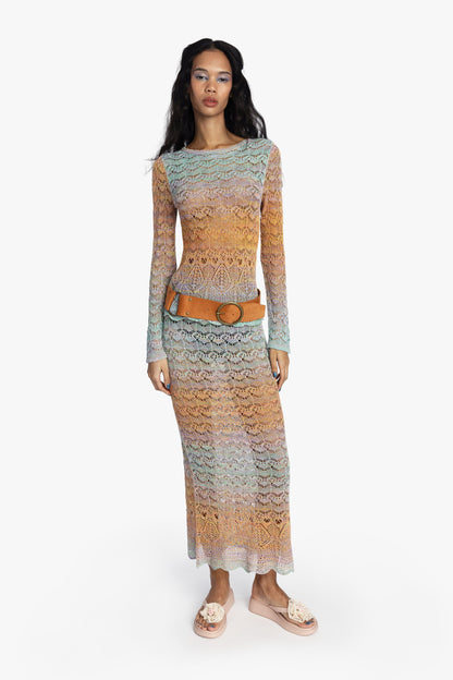 Ombre Space Dye Crochet Skirt - Sunset