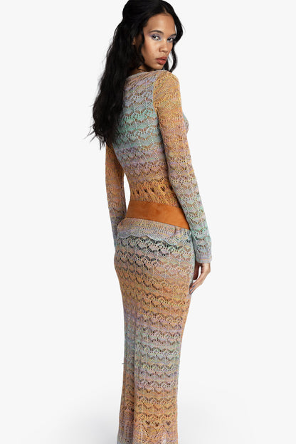 Ombre Space Dye Crochet Skirt - Sunset
