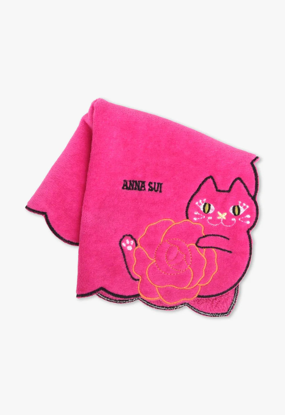 Cat Embroidery Rose Washcloth