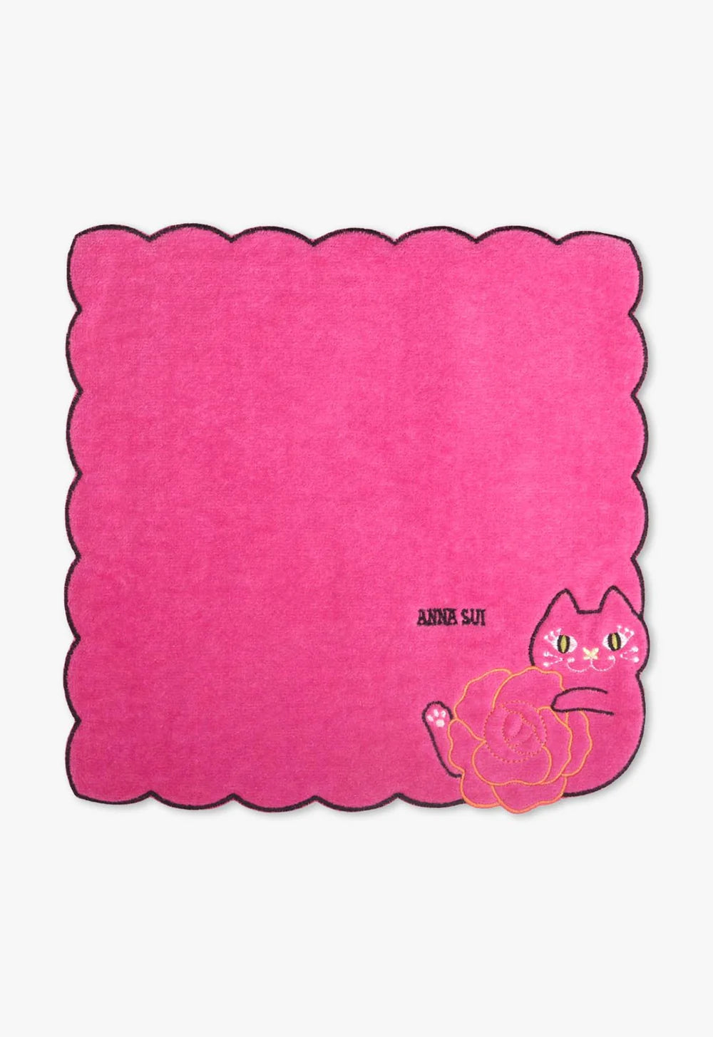 Cat Embroidery Rose Washcloth