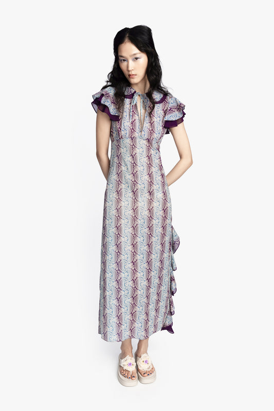 Ombre Ribbons Cotton Ruffle Dress