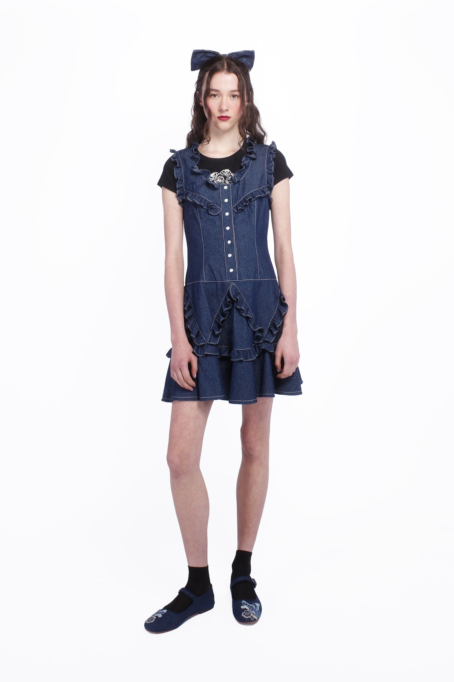 denim ruffle dress Denim Ruffle Dress – Anna Sui
