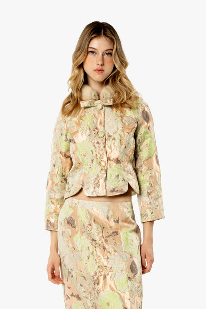English Rose Brocade Mandarin Collar Jacket