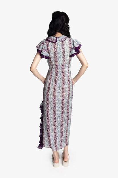 Ombre Ribbons Cotton Ruffle Dress