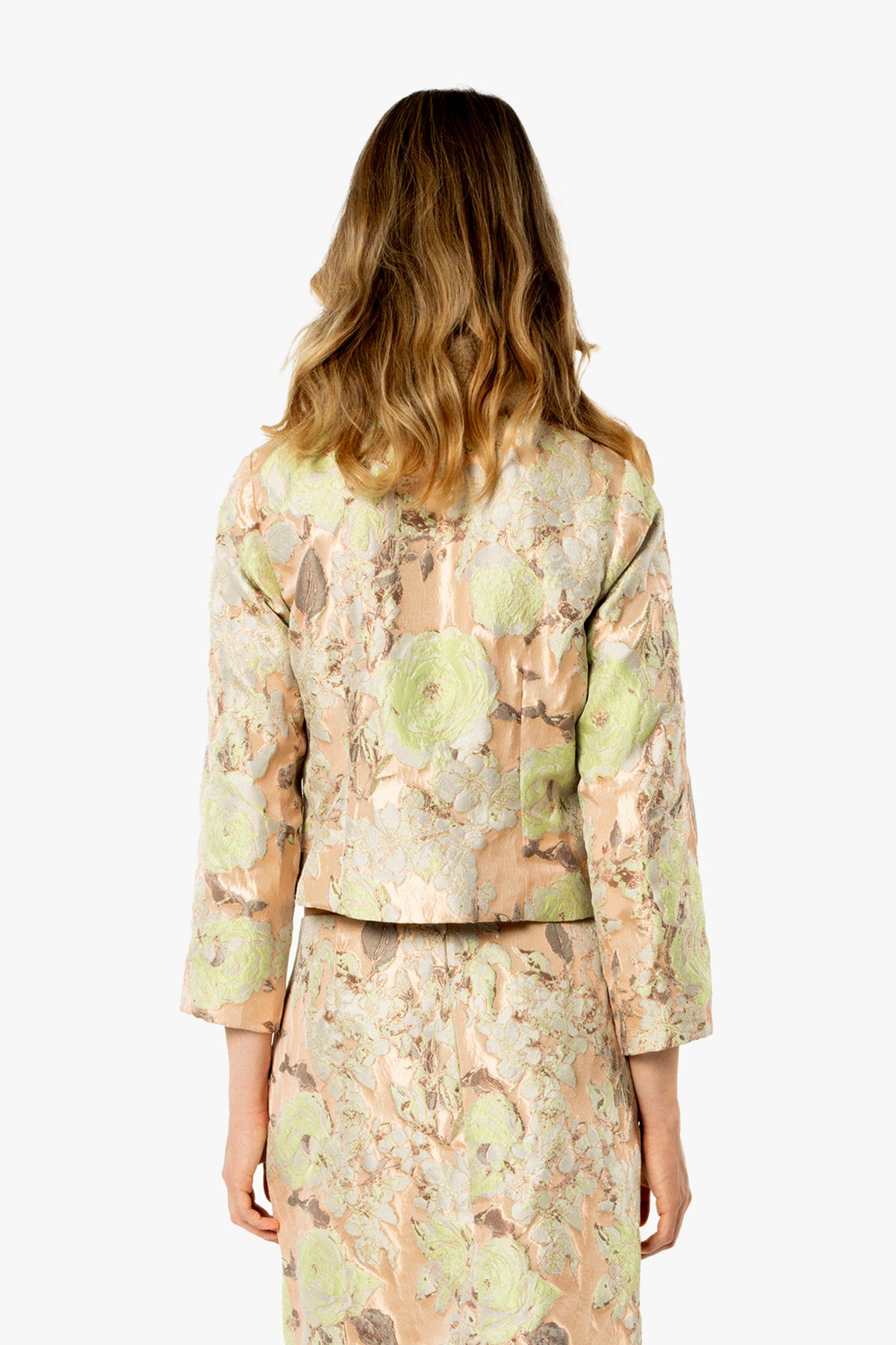 English Rose Brocade Mandarin Collar Jacket