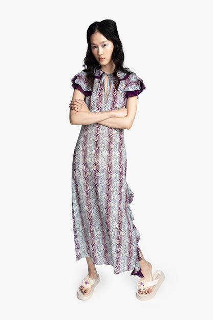 Ombre Ribbons Cotton Ruffle Dress