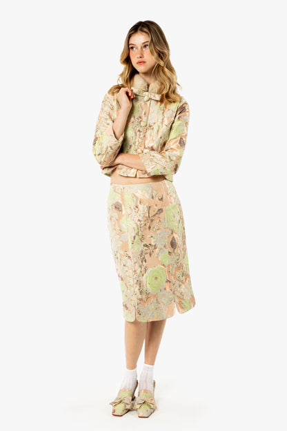 English Rose Brocade Mandarin Collar Jacket
