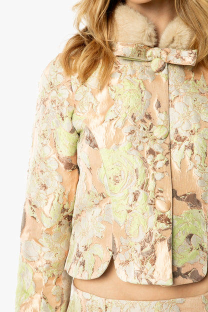 English Rose Brocade Mandarin Collar Jacket