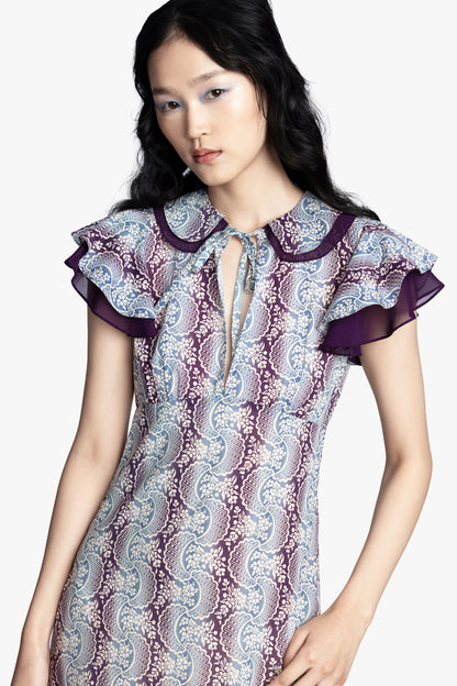 Ombre Ribbons Cotton Ruffle Dress