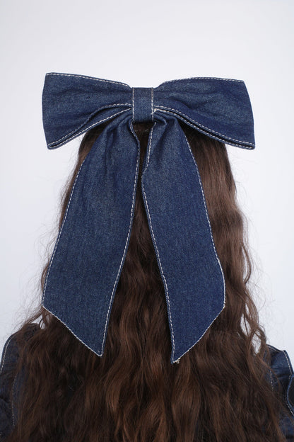 Denim Bow Hair Clip