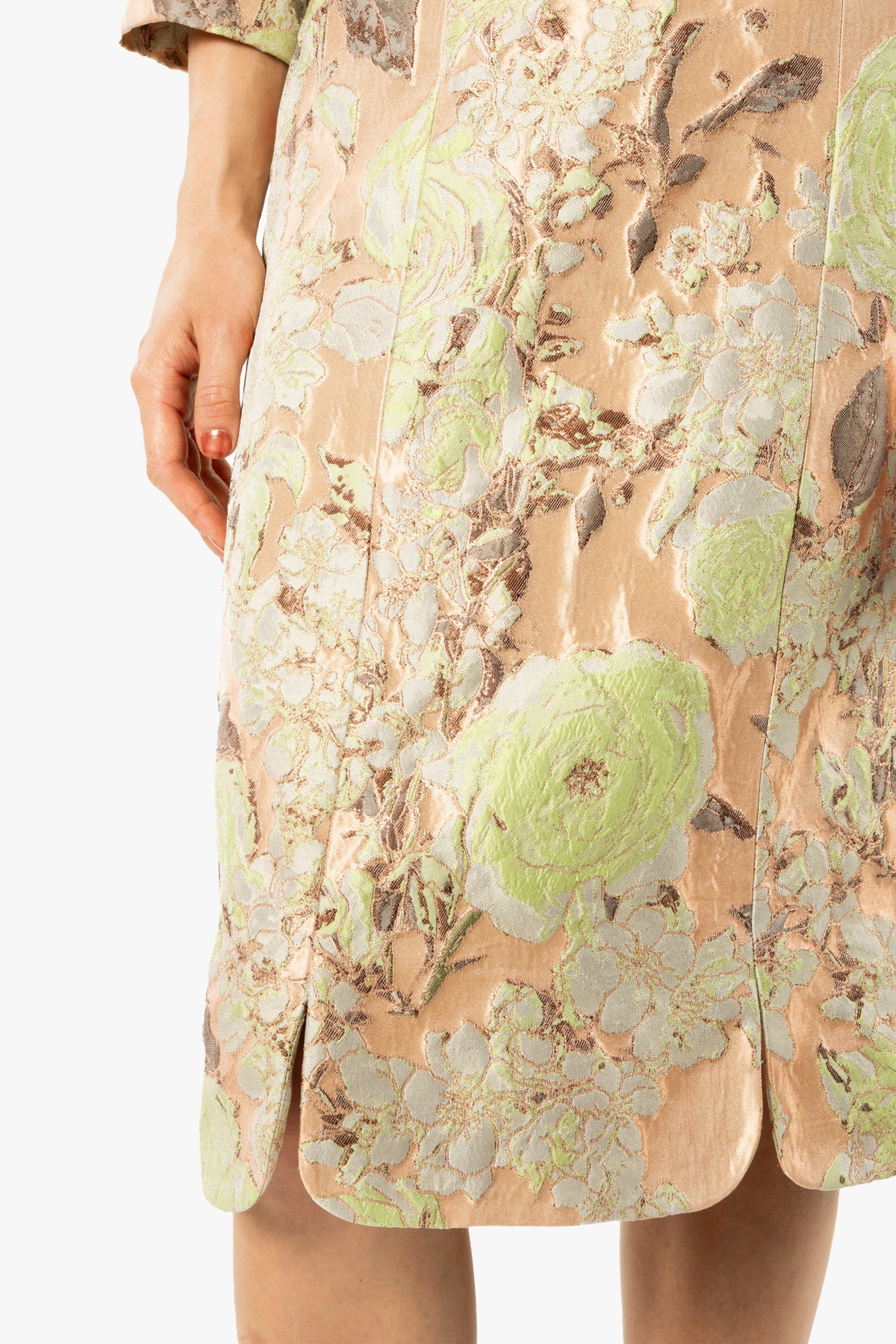 English Rose Brocade Pencil Skirt