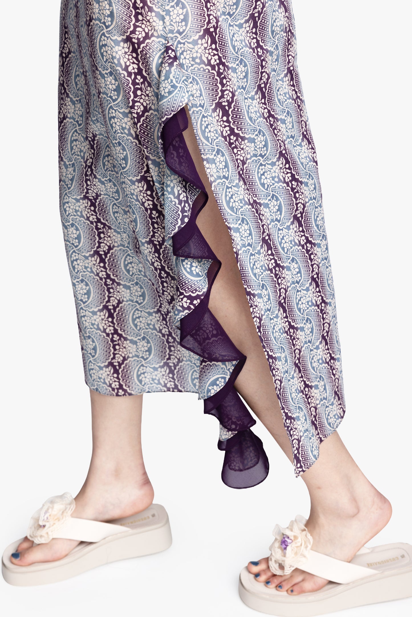 Ombre Ribbons Cotton Ruffle Dress