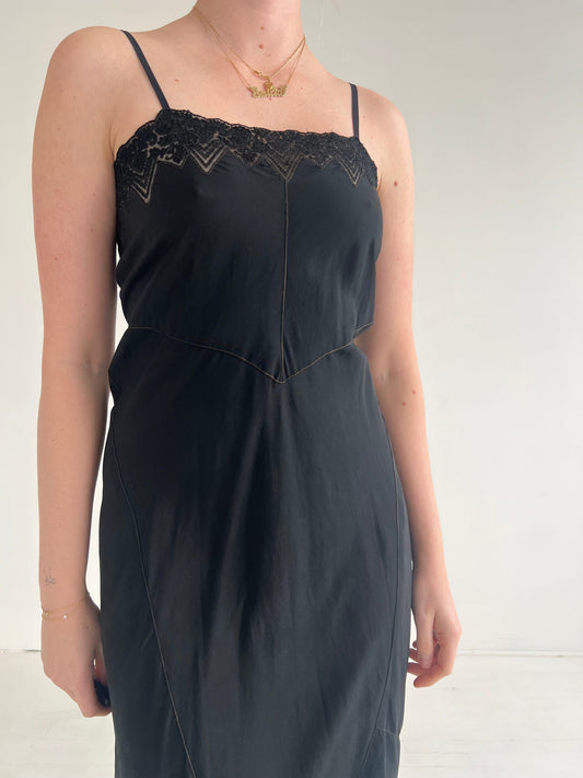 30s Silk Slip Dress with Lace Jacket - Lucky Vintage