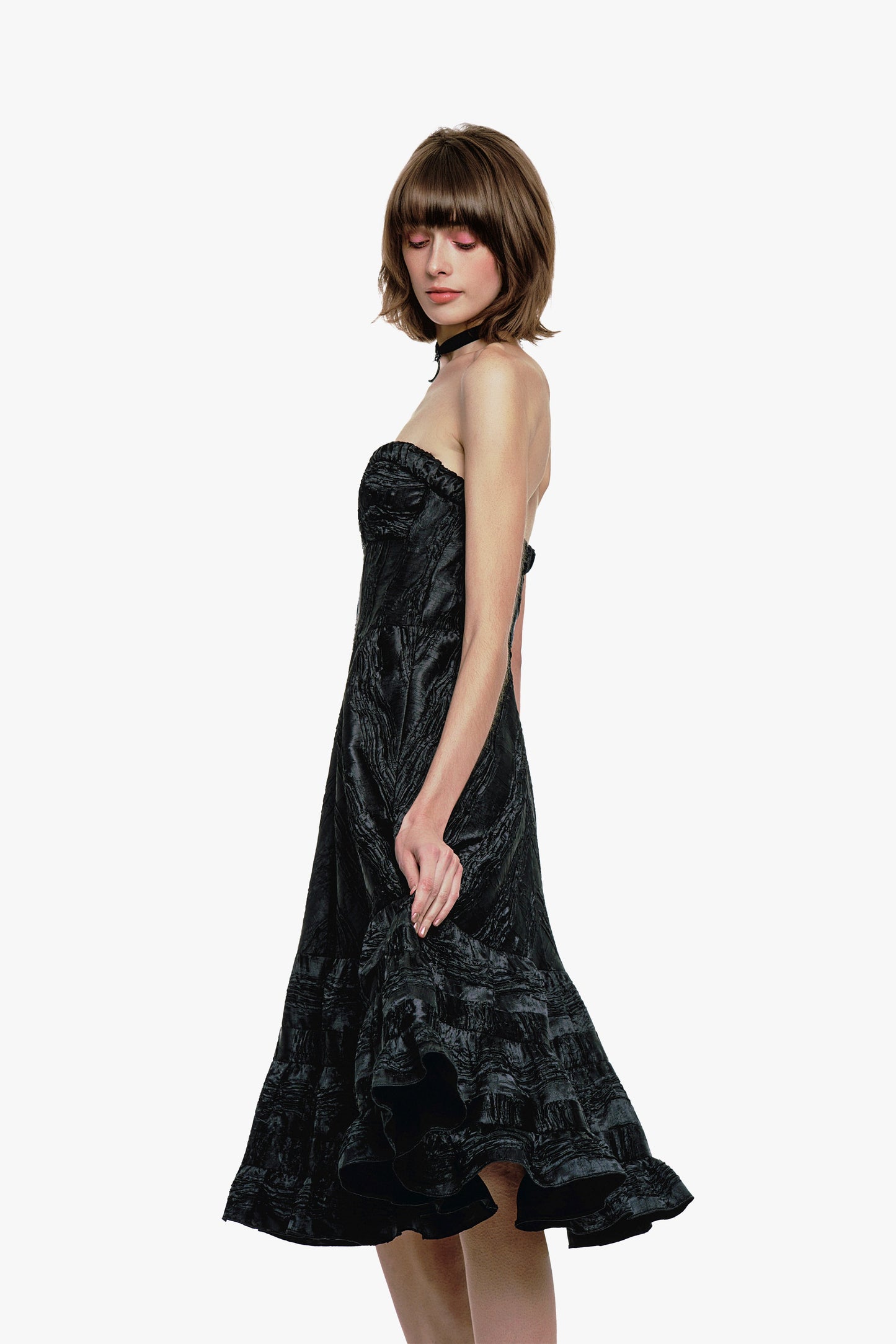 Crushed Satin Sweetheart Dress