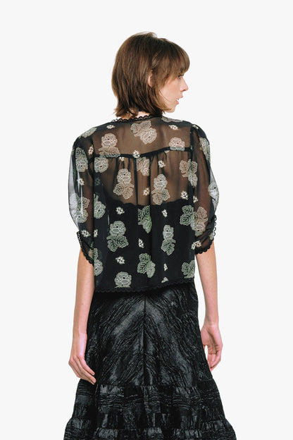 Lily and Roses Chiffon Combo Embroidered Bed Jacket