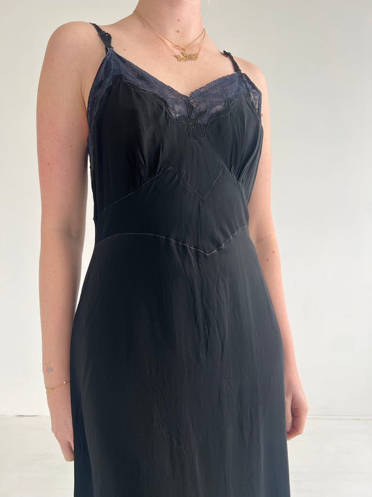 Vintage 1940s Black Slip Dress