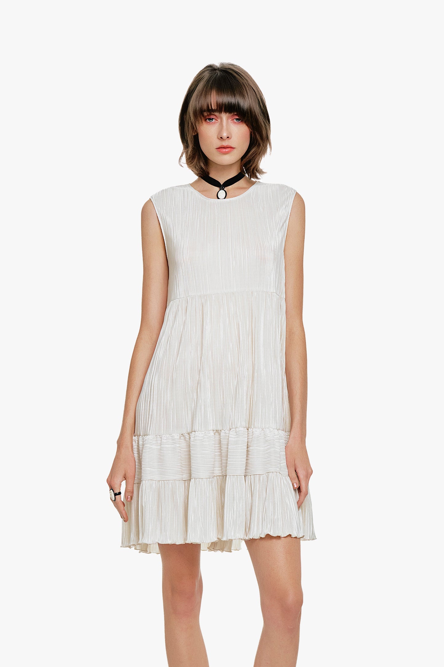Plissé Babydoll Dress