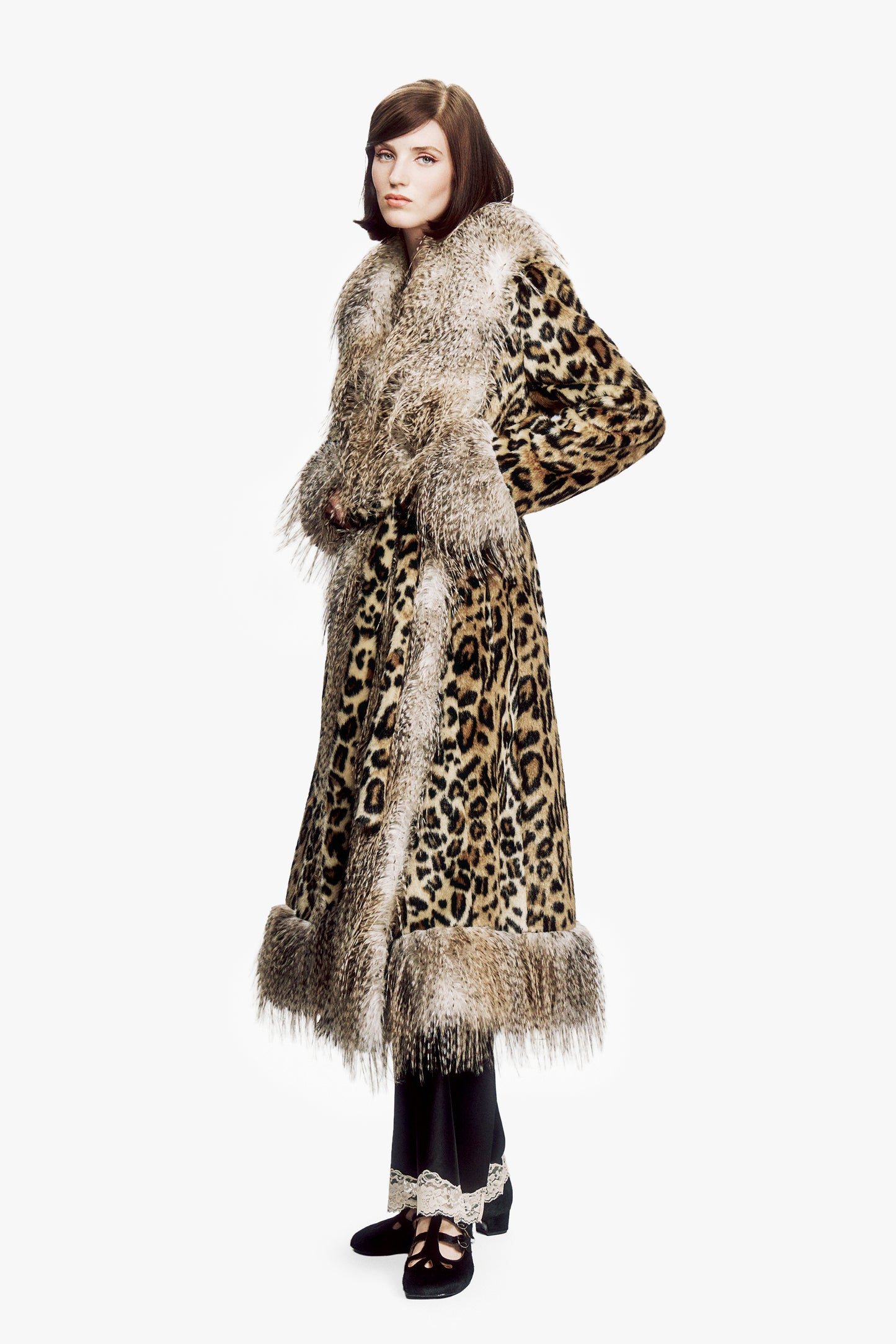Leopard Faux Fur Belted Coat