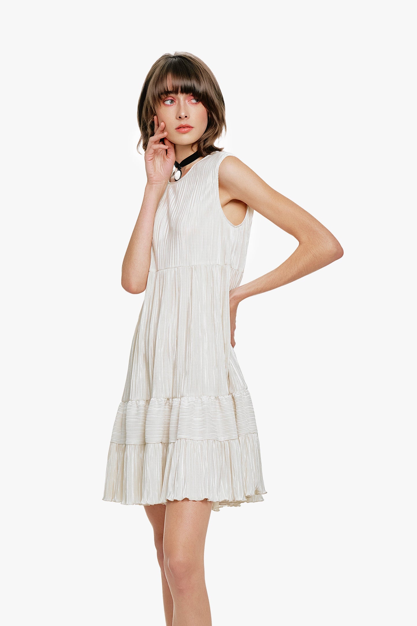 Plissé Babydoll Dress