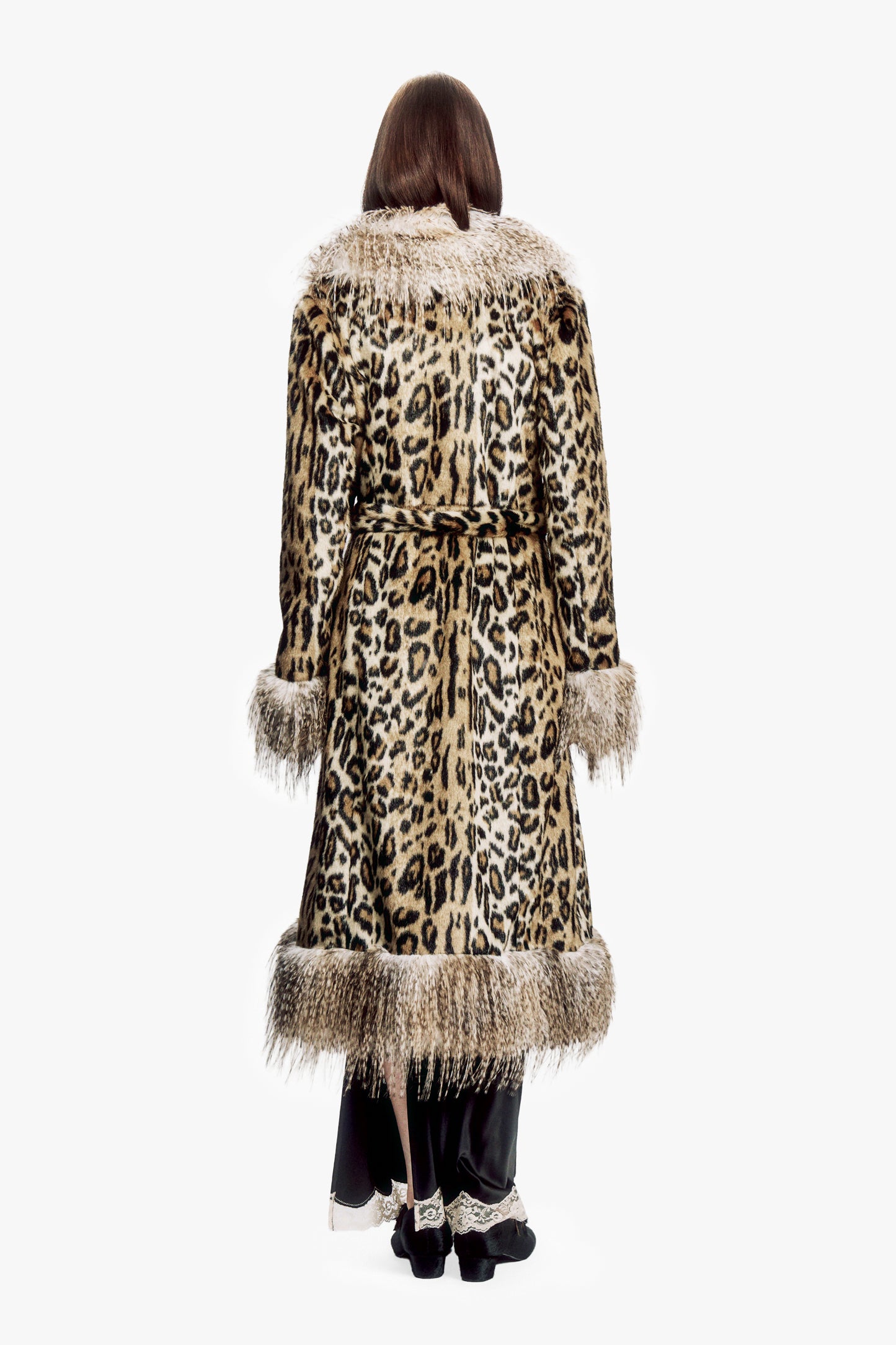 Leopard Faux Fur Belted Coat