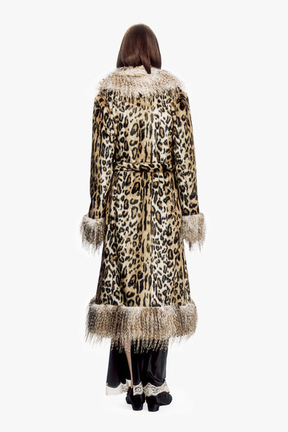 Leopard Faux Fur Belted Coat