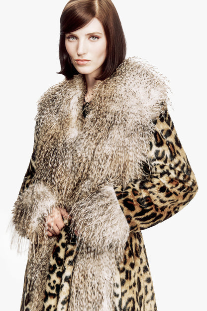 Leopard Faux Fur Belted Coat