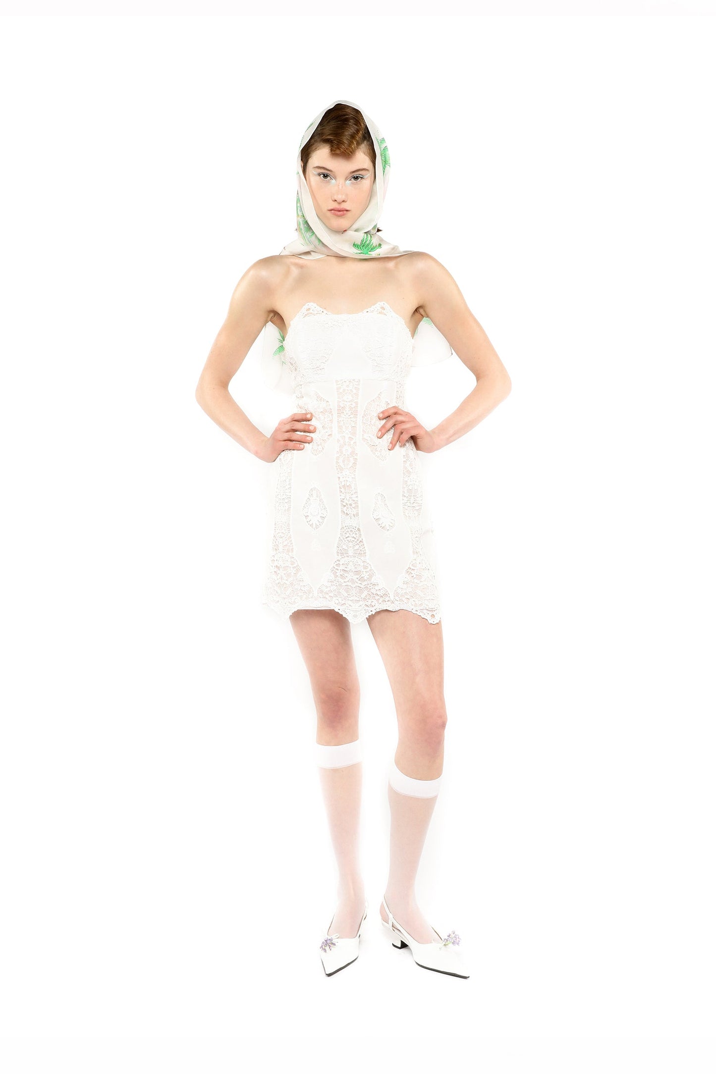 Applique Lace Combo Strapless Dress Applique Lace Combo Strapless Dress