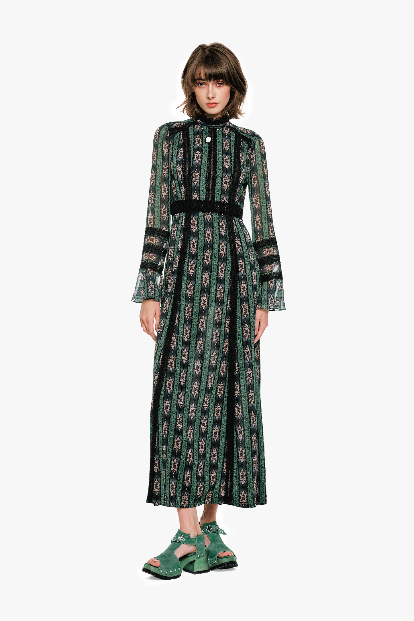 Cameo Stripe Print Maxi Dress