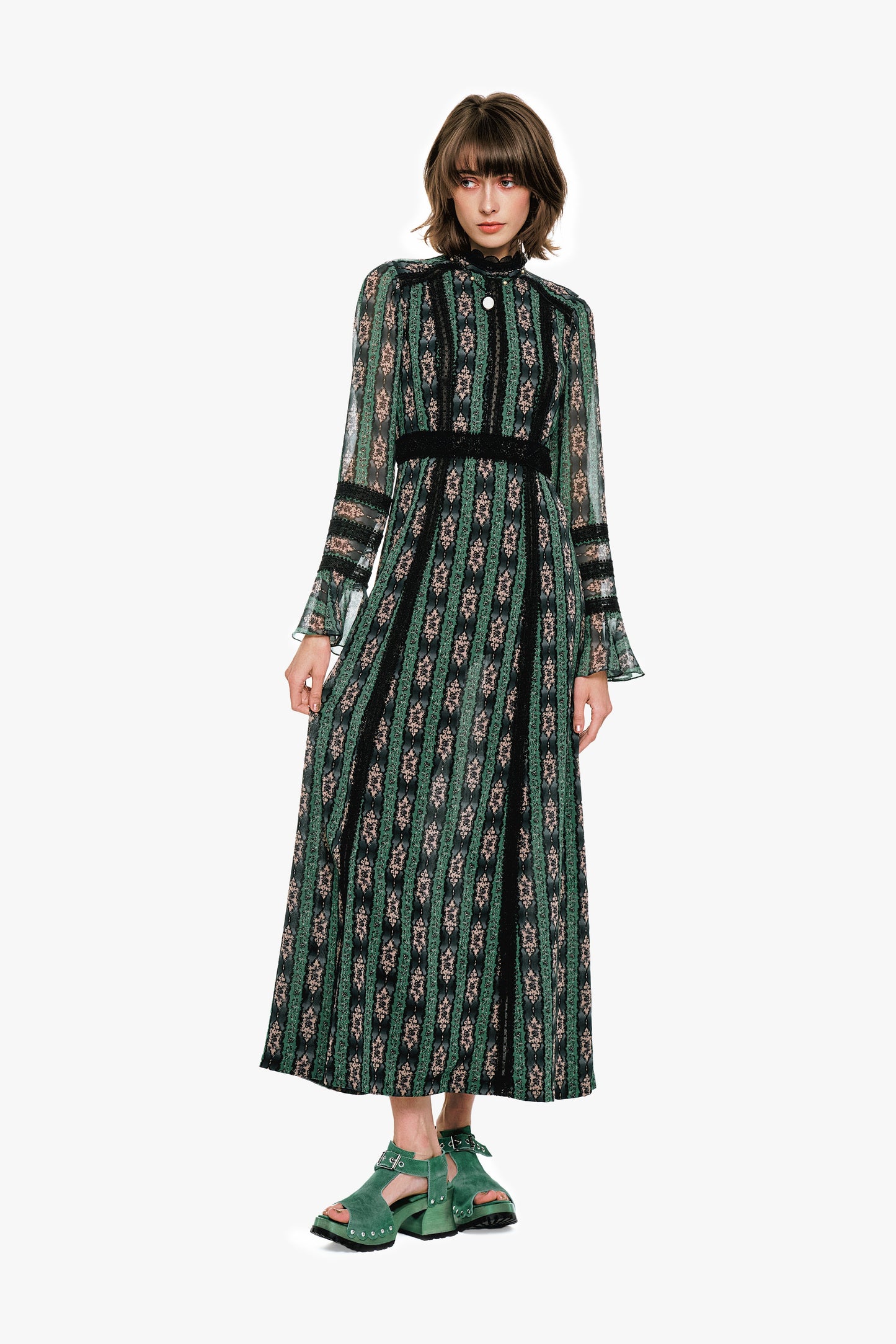 Cameo Stripe Print Maxi Dress