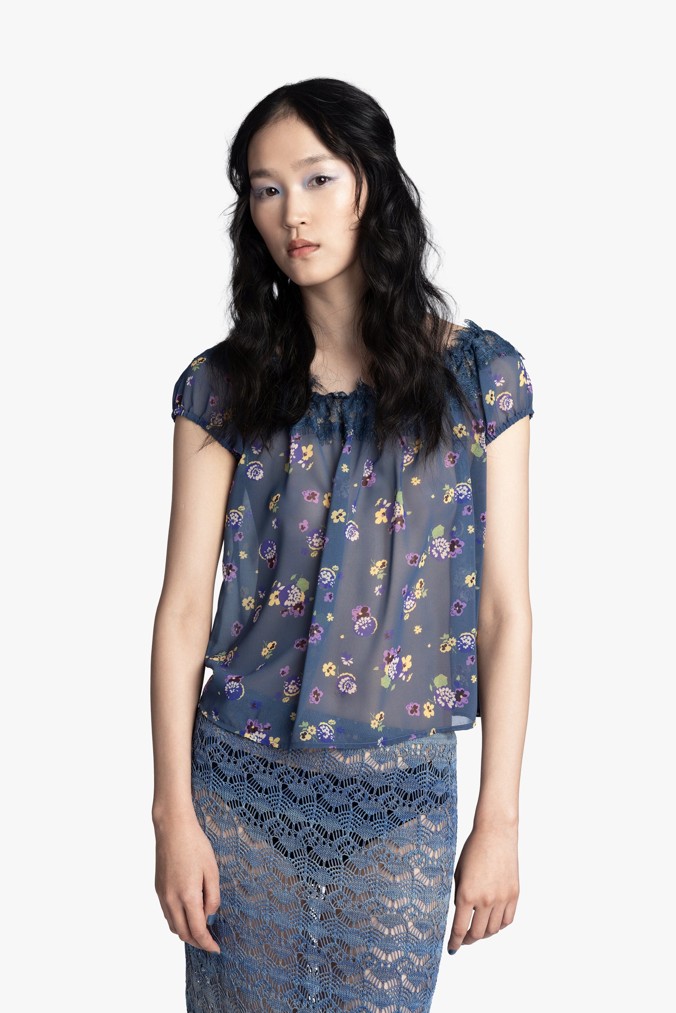 Night Blooming Chiffon Top
