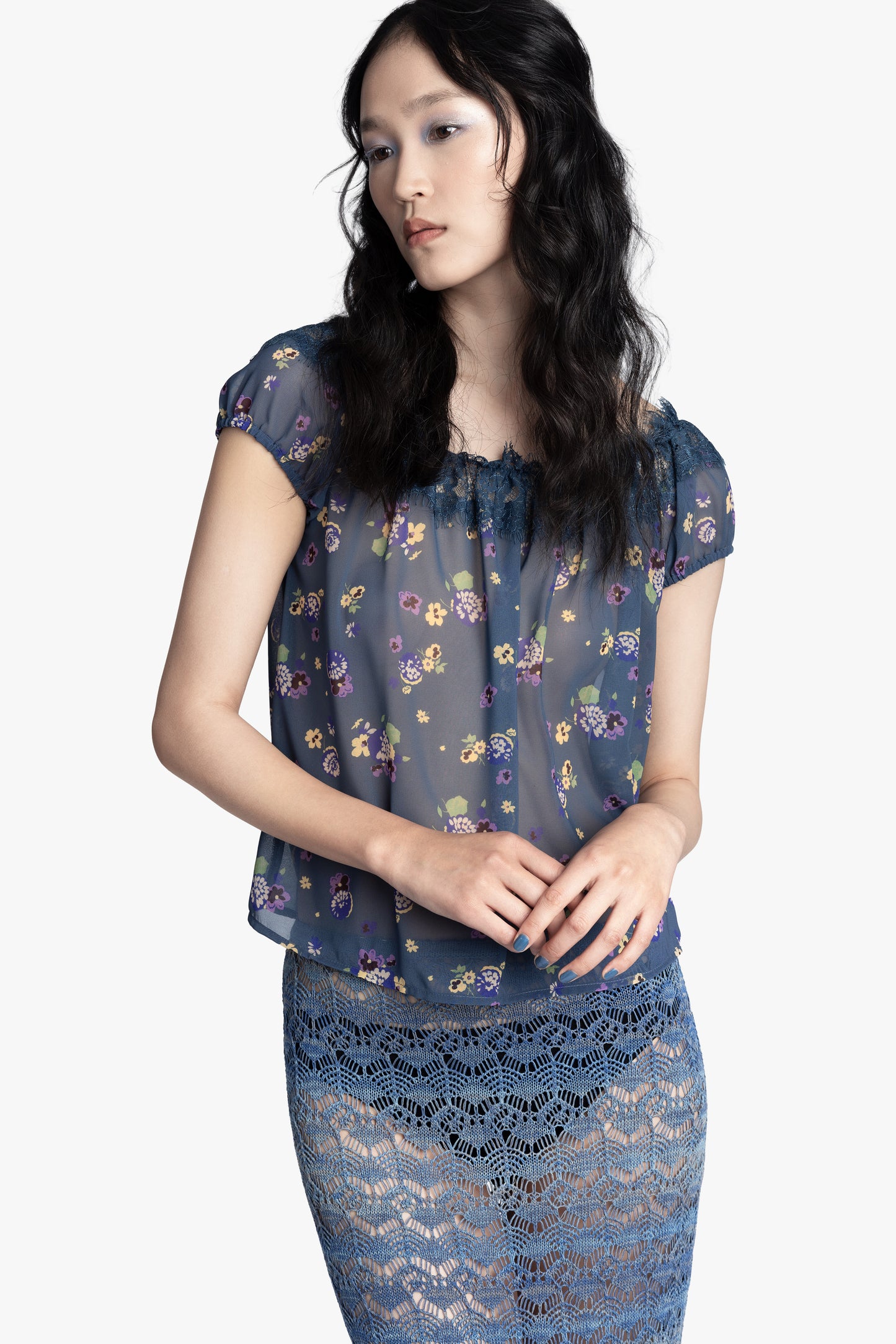 Night Blooming Chiffon Top