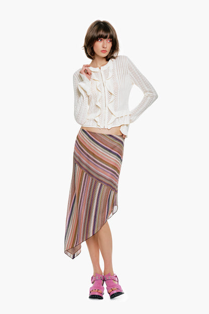 Victorian Pointelle Knitwear Cardigan - Cream