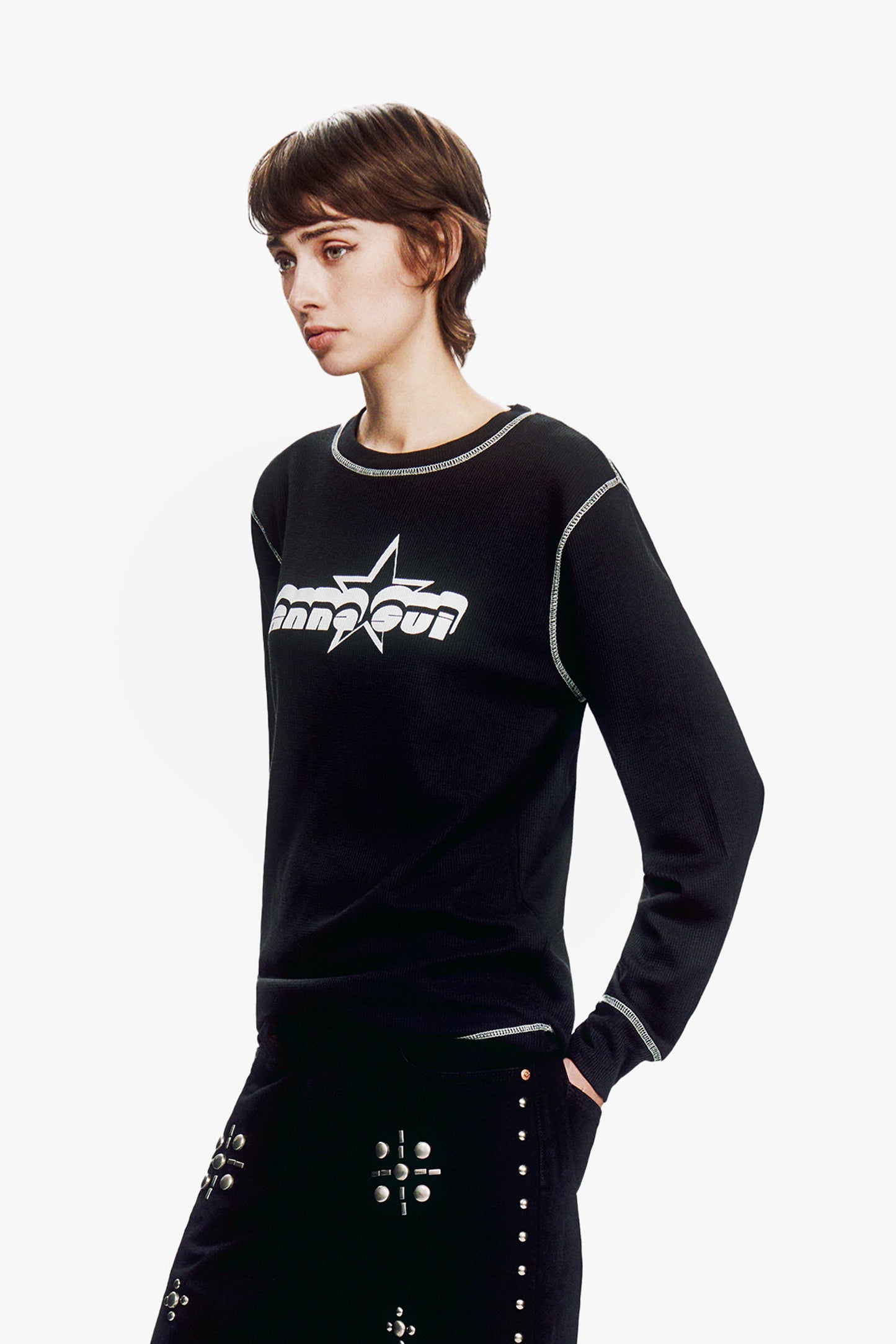 Anna Sui Thermal T-Shirt - Black