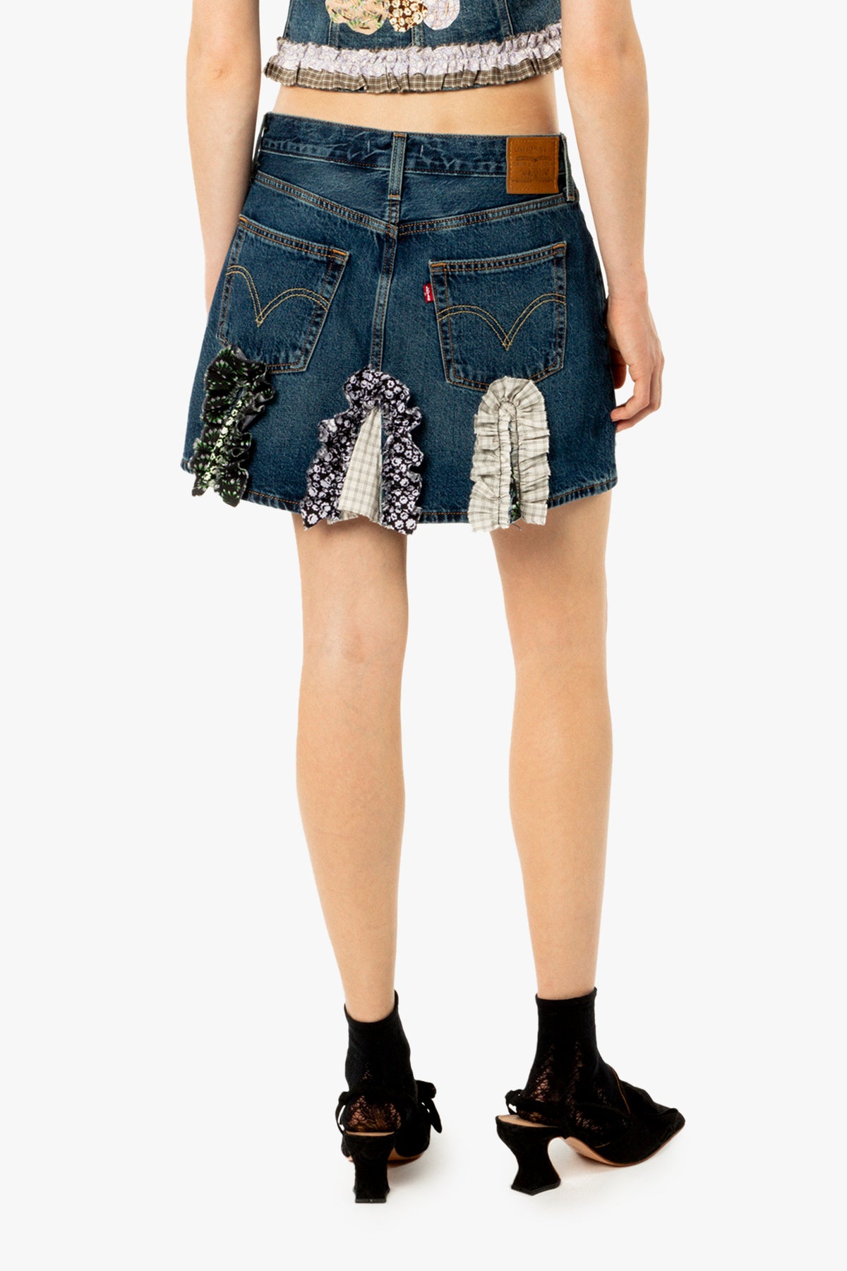 Anna Sui x Michelle Kim Godet Denim Mini Skirt