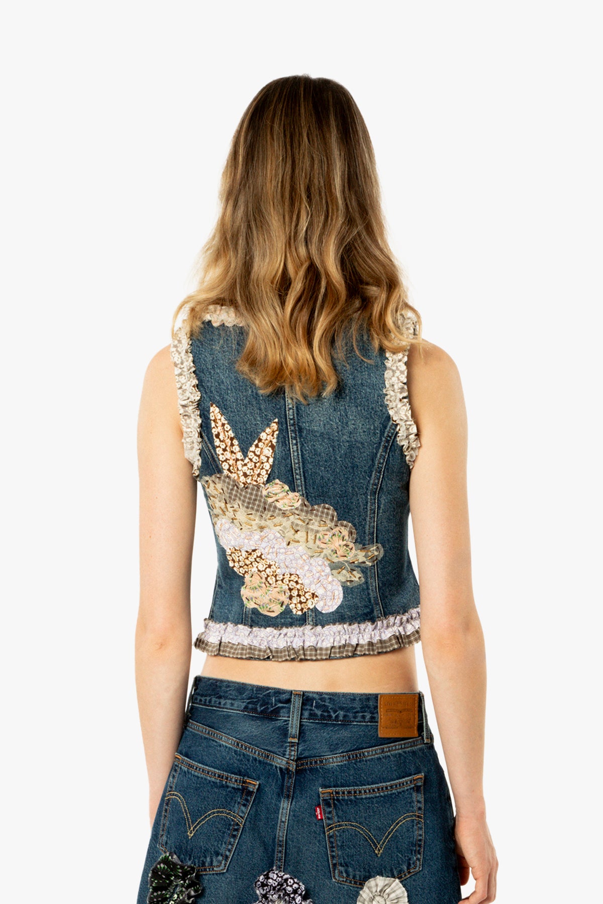Anna Sui x Michelle Kim Applique Denim Corset Vest