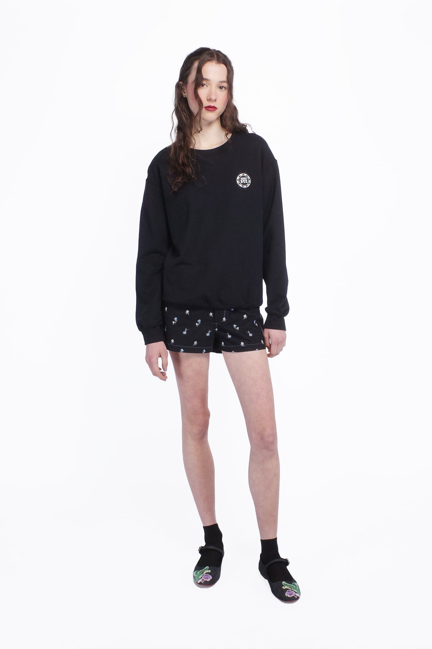 Anna Sui Wings Crew Neck Sweatshirt-Black