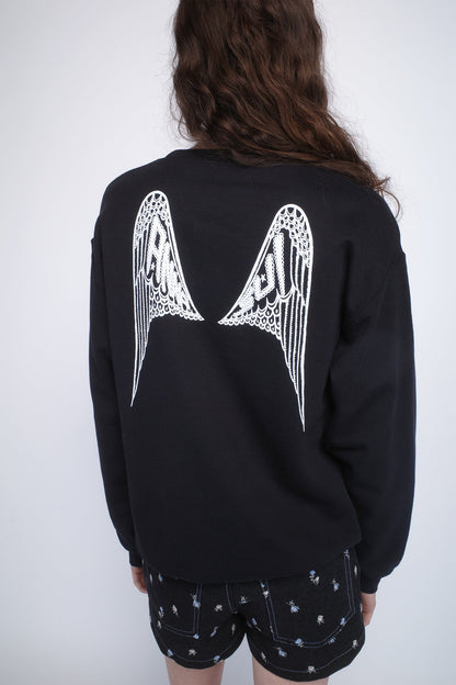 Anna Sui Wings Crew Neck Sweatshirt-Black