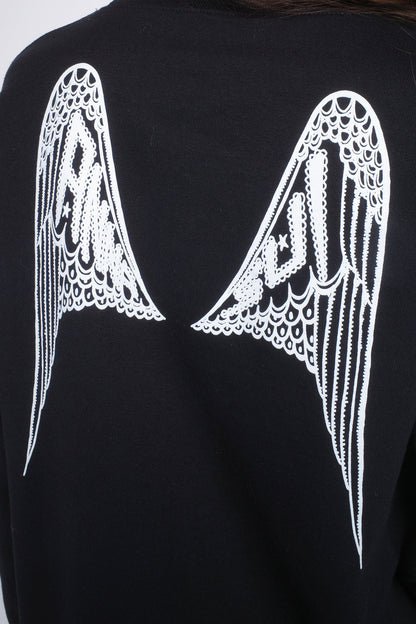 Anna Sui Wings Crew Neck Sweatshirt-Black