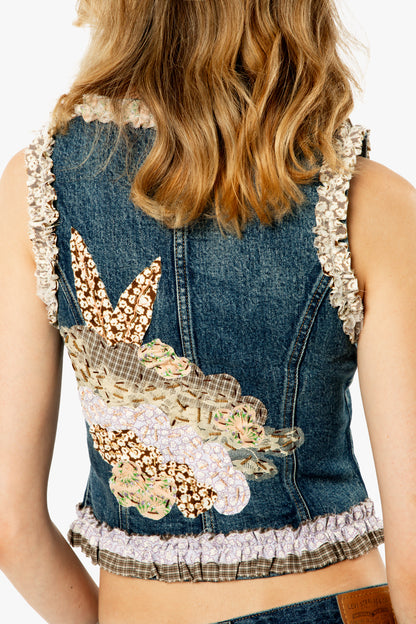 Anna Sui x Michelle Kim Applique Denim Corset Vest