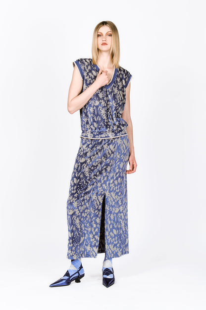 Bluebell Velour Maxi Skirt with Slit on the left is perfect for walking comfortably